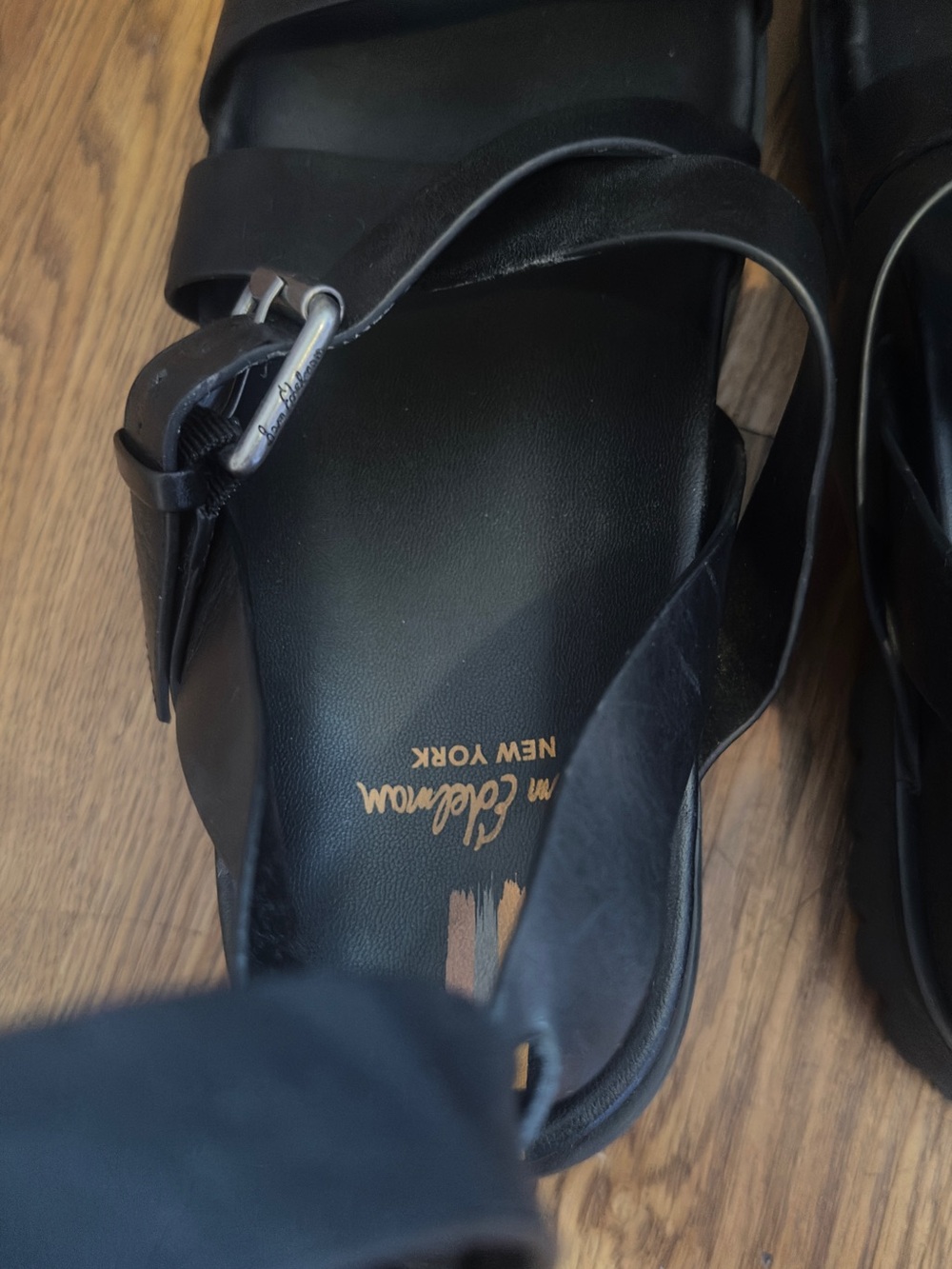 Sam Edelman Black Leather Strappy Buckle Sandals - Picture 3 of 4